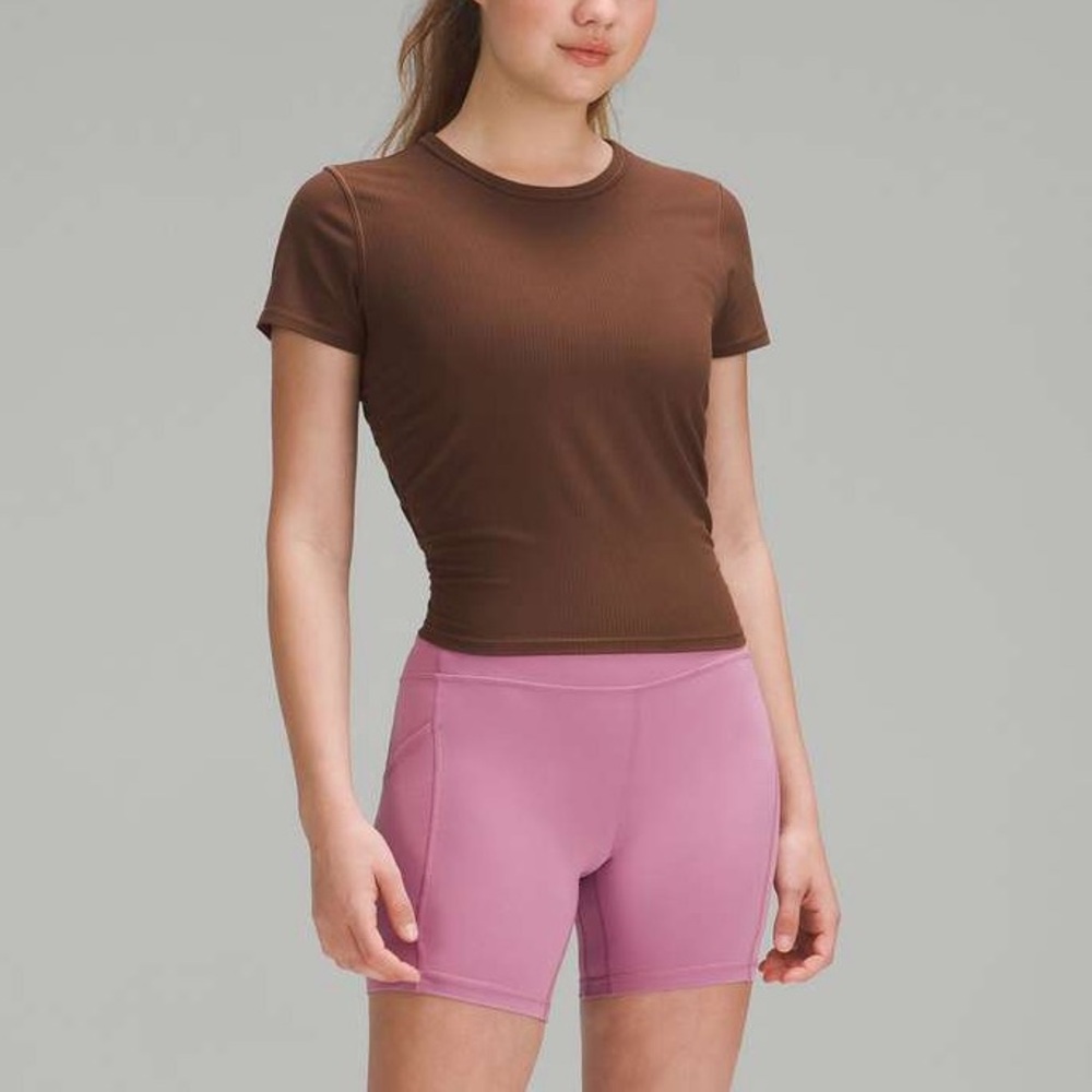 Lululemon Ribbed Short Sleeve Top in Java